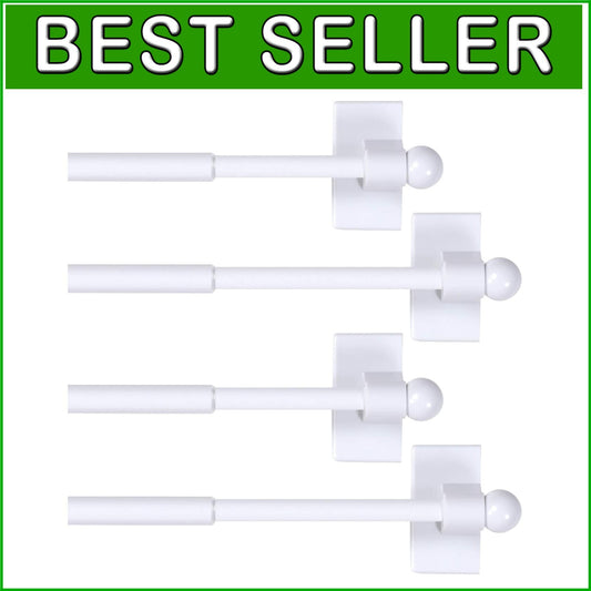 4 Pack Adjustable Magnetic Curtain Rods for Metal Doors - Elegant Home Decor
