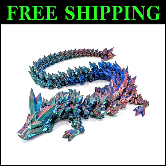 Vibrant 24" Articulated Crystal Dragon - Durable 3D Printed Eco-Friendly Design