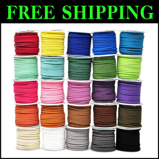25 Assorted Faux Suede Cords - 2.65mm Vegan Leather for Craft & Jewelry Making