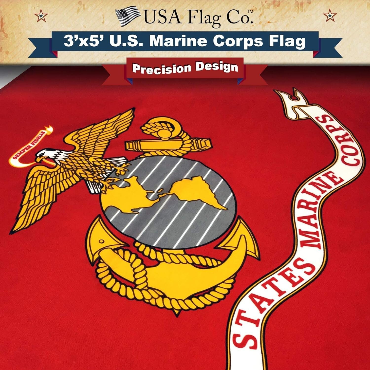 3x5 Marine Corps Flag with Strong Canvas Headings – Celebrate Your Service
