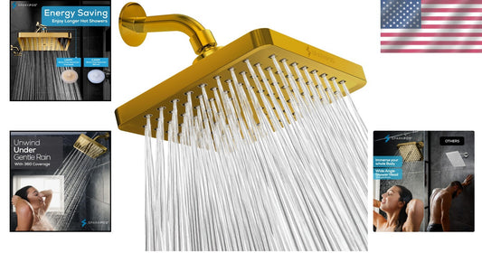 8 Inch Polished Luxury Shower Head - Easy Install High Pressure Rain Design