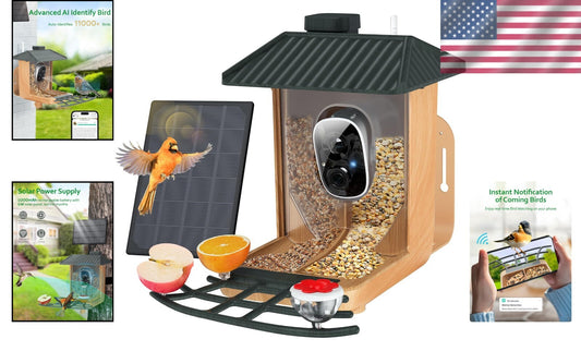 Dual-Bin Bird Feeder with Camera - Solar Powered, Weather Resistant, DIY Options