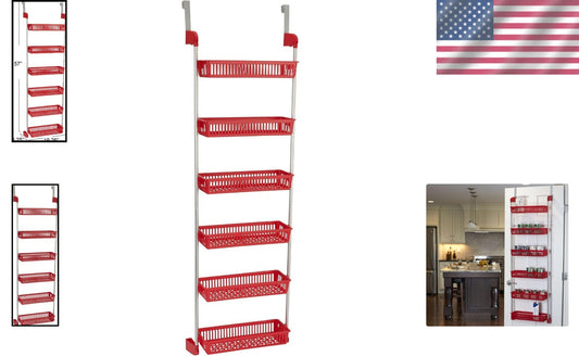 Chic 6-Tier Basket Organizer with Hooks – Space-Saving Red Storage Solution