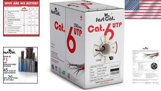 10 Gigabit Cat 6 Ethernet Cable - 1000ft Noise-Reducing, Indoor/Outdoor Use