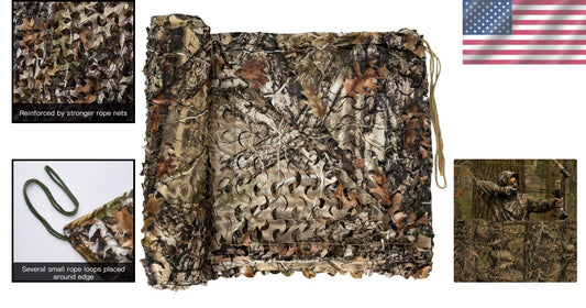 Durable Waterproof Woodland Camo Net for Hunting, Bird Watching, Decorative Use