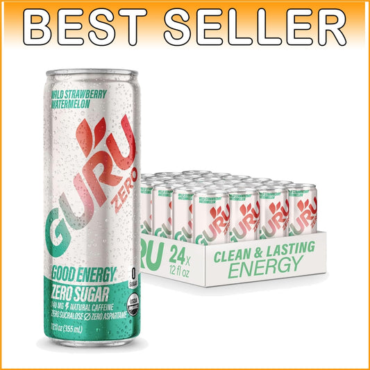 Clean Energy Drink with Coconut Water - 24 Cans of Wild Strawberry Watermelon
