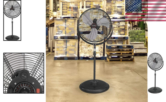 High Velocity 20" Standing Shop Fan with Telescoping Height & 3-Speed Control