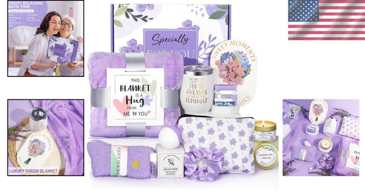 Self-Care Spa Gift Set: Flannel Blanket, Bath Bombs & Essentials for Her