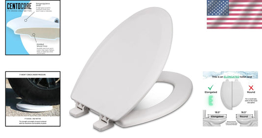 Sturdy White Elongated Wood Toilet Seat 6-Pack - Quick & Secure Installation