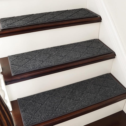 Indoor Non-Slip Stair Treads - 28x9in, Water-Resistant Runner Mats for Safety
