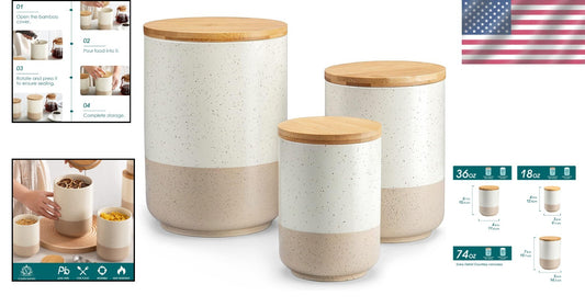 Chic Dishwasher Safe Canister Set – 3-Piece Airtight Storage for Kitchen & More