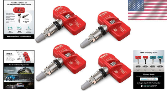 Accurate Sensor 4-Pack for Tire Pressure Monitoring - Long Lifespan & Easy Setup