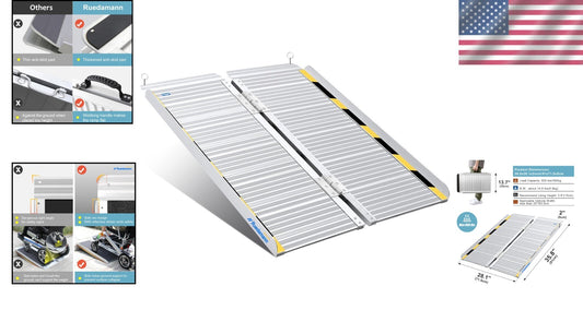 3FT Portable Folding Wheelchair Ramp - 600 lbs Load Capacity for Home & Outdoor