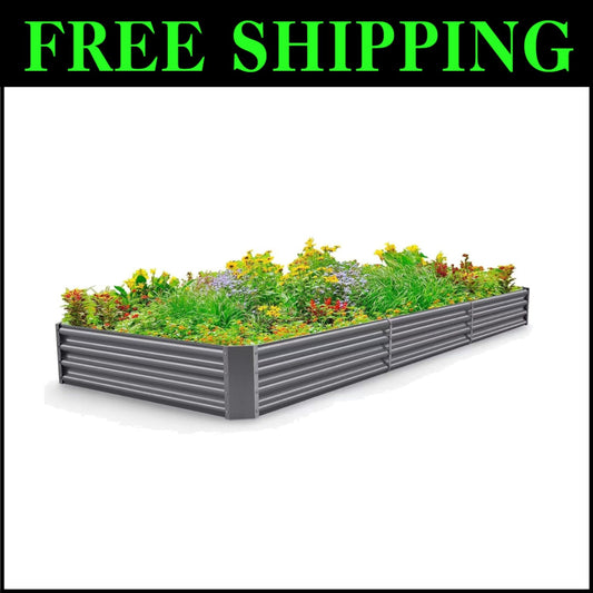 12x4ft Galvanized Raised Garden Bed Kit - 359 Gallon Capacity for Vegetables