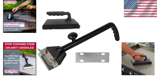 Ergonomic Griddle Scraper with Interchangeable Blades for Commercial & Home Use