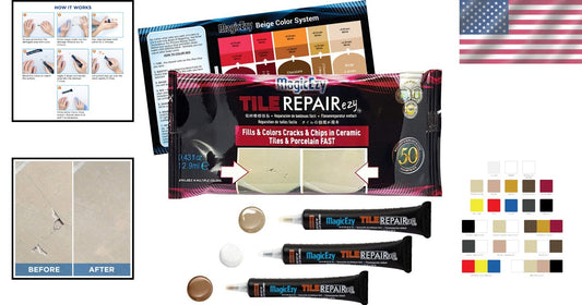 Glossy Glaze Finish Tile Repair Kit - Durable Beige Filler for Multiple Surfaces