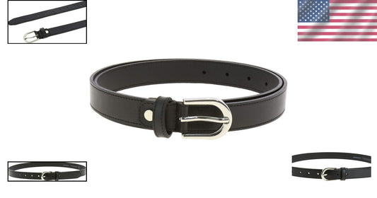 Versatile Genuine Leather Women's Belt – Polished Brass Buckle, Made in France