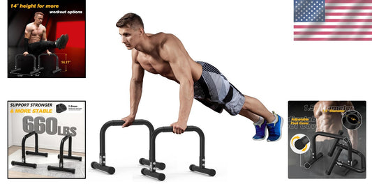 Adjustable Height Dip Bar Station - Fitness Workout Equipment for Home Training