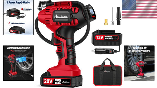 Multi-Purpose 20V Tire Inflator - Lightweight, Fast, with Tool Bag Accessory