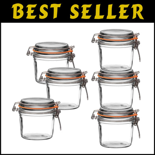 Premium 12oz French Glass Jars with Airtight Seal - Elegant Kitchen Organization