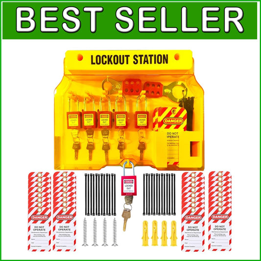 Durable LOTO Lockout Station - 5 Padlocks, Tags & Hasps for Safety Compliance