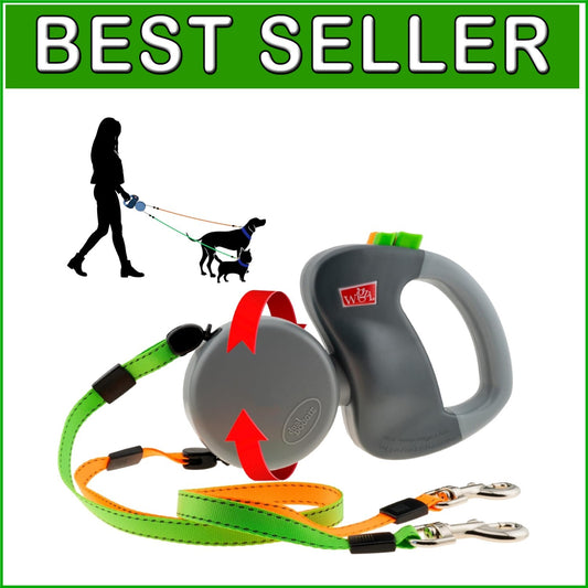 2025 Enhanced Dual 2 Dog Retractable Leash - 50lbs, Auto-Untangles, Reflective