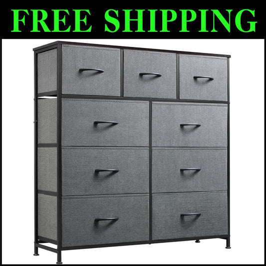 9-Drawer Tall Storage Unit for Bedroom & Entryway - Dark Grey Organized Elegance