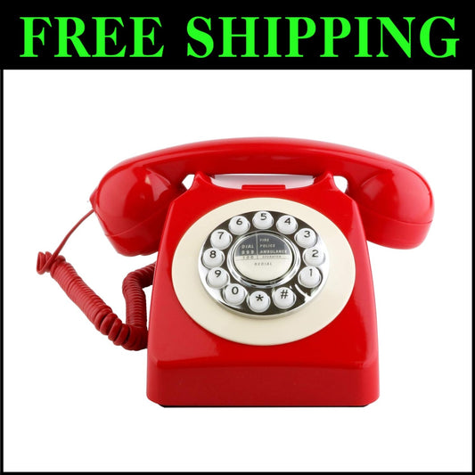 Classic Retro Corded Phone with Push-Button Dial - Perfect for Home or Office