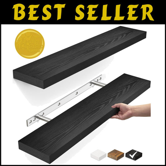 Rustic 22.5-Inch Floating Shelves - Wall-Mounted Wood Set of 2 for Stylish Decor