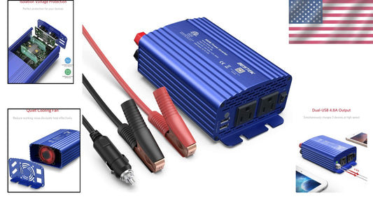 500W Power Inverter with Smart Cooling Fan - Safe, Quiet, and Compact Design