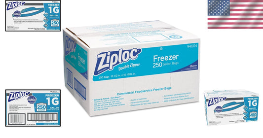 Durable 1 Gallon Double-Zipper Freezer Bags with Stand-Up Design, 250 Count