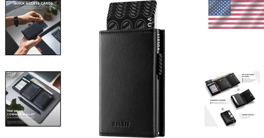 Compact Card Holder Wallet with ID Window & Coin Zipper Pocket - Men’s Essential