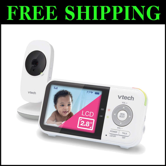 Portable Baby Monitor: 2.8” LCD, Lullabies & Temperature Sensor, No Wi-Fi Needed
