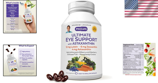 Ultimate Eye Support Softgels - 180 Count with Lutein, Zeaxanthin & Astaxanthin