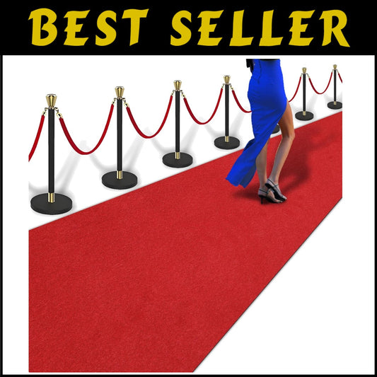 Reusable 3ft x 30ft Red Runner - Non-Slip TPR Back for Weddings & Celebrations