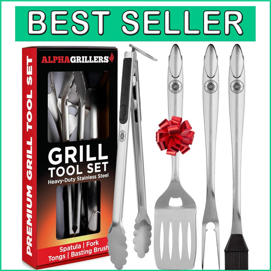 Durable 4-Piece BBQ Tool Set - Rust-Resistant Grilling Accessories for Men