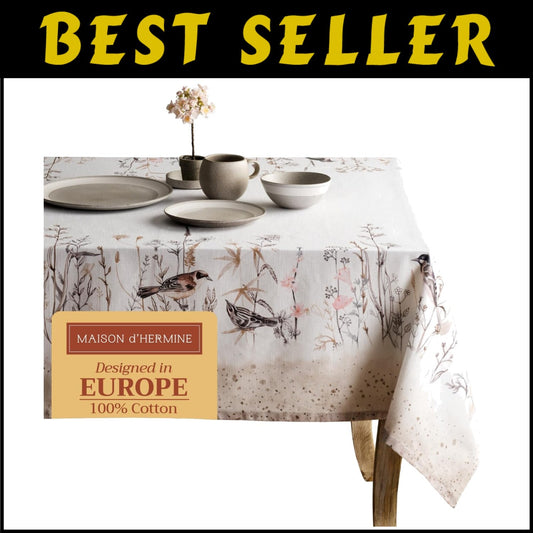 Versatile Cotton Tablecloth 60" x 108" - Textured Design in Brown Florals