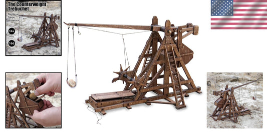 3D Wooden Trebuchet Puzzle with Functional Catapult - STEM Project for Ages 14+