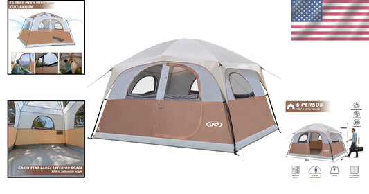 Double Layer Windproof & Waterproof Tent for 6 - Ideal for Family Adventures