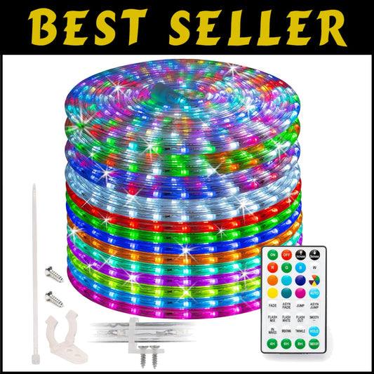 100ft Color Changing LED Rope Light with 1152 LEDs & Remote - Waterproof Flex...