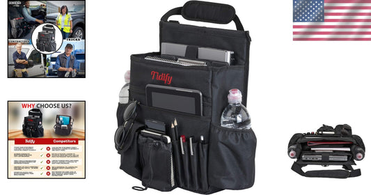 2023 Car Front Seat Organizer with Tablet Storage & Comfort Shoulder Strap