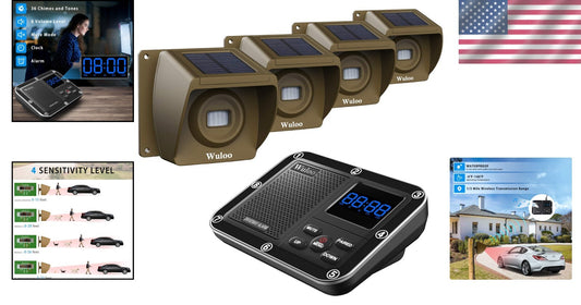 Rechargeable Solar Driveway Alert System with Expandable Sensor & 30ft Detection