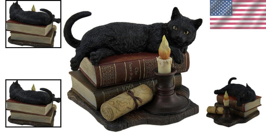 Whimsical Black Cat Sculpture - Polystone Decorative Accent for Halloween
