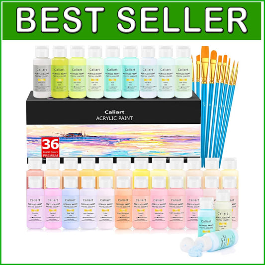 Artisan Acrylic Paint Kit: 36 Pastel Colors & 12 Brushes for Creative Projects