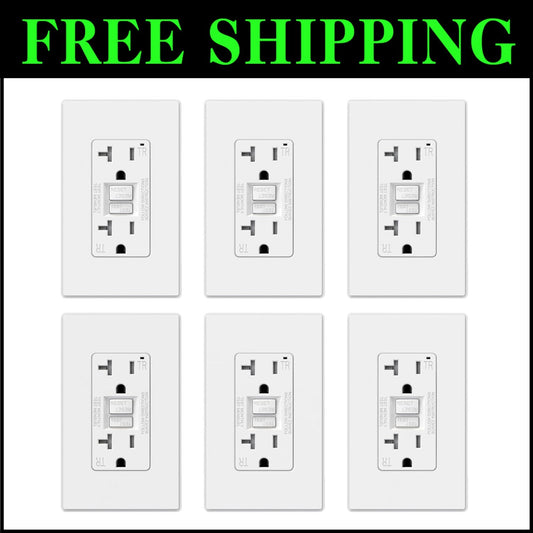 Matte White 20 Amp GFCI Outlets - Self-Test Protection with UL Certification