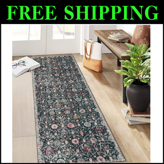 Ultra-Thin Non-Slip Moroccan Runner Rug 2'5''x8' - Perfect for Entryways
