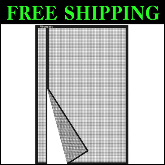 Reversible 39x80 Inch Fiberglass Magnetic Screen Door - Keep Bugs Out, Black