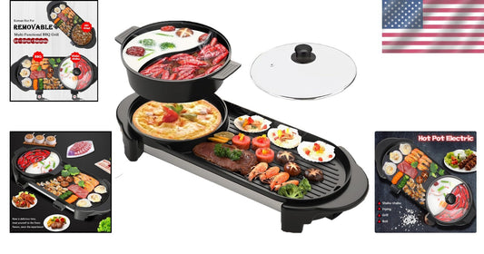 Compact Electric Hot Pot Grill for Stress-Free Family Gatherings - 3 Quart