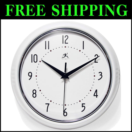Durable Aluminum Frame Wall Clock 9.5 Inch – Vintage Style for Kitchen or Dining