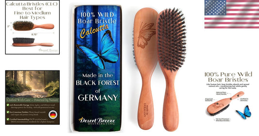 Luxury Boar Bristle Hairbrush for Fine to Medium Thick Hair - Made in Germany